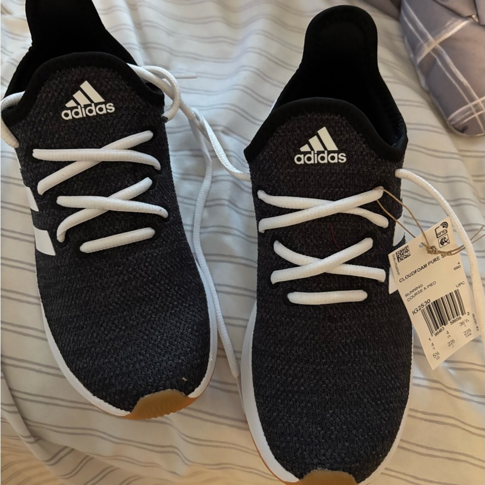 Adidas Black and White Knit Sneakers